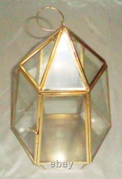Vintage Glass 6 Sided Hanging Store Display Candle Holder Plant Terrarium 10x6