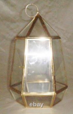 Vintage Glass 6 Sided Hanging Store Display Candle Holder Plant Terrarium 10x6