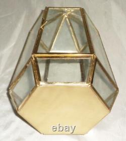 Vintage Glass 6 Sided Hanging Store Display Candle Holder Plant Terrarium 10x6