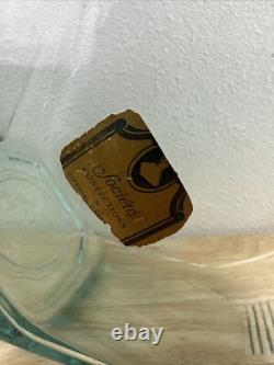 Vintage Glass Candy Jar Store Display Blue Glass Ribbed Slant Jar Societe Candy