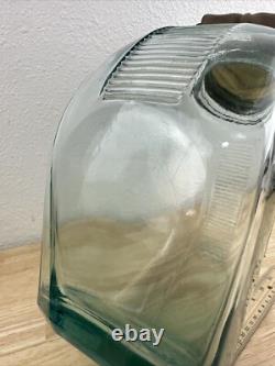 Vintage Glass Candy Jar Store Display Blue Glass Ribbed Slant Jar Societe Candy