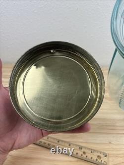 Vintage Glass Candy Jar Store Display Blue Glass Ribbed Slant Jar Societe Candy