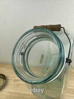 Vintage Glass Candy Jar Store Display Blue Glass Ribbed Slant Jar Societe Candy