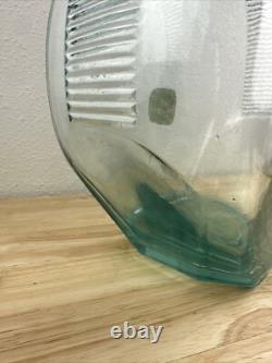 Vintage Glass Candy Jar Store Display Blue Glass Ribbed Slant Jar Societe Candy