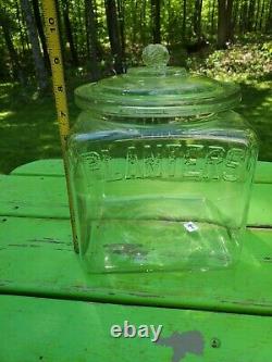 Vintage Glass Planters Peanuts Countertop Store Display With Peanut Lid FREE SHI