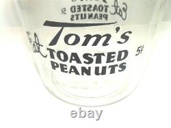 Vintage Glass Store Counter Top Jar & Lid-Tom's Toasted Peanuts, 1 Gallon