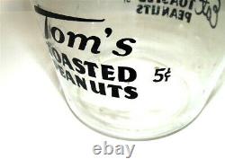 Vintage Glass Store Counter Top Jar & Lid-Tom's Toasted Peanuts, 1 Gallon