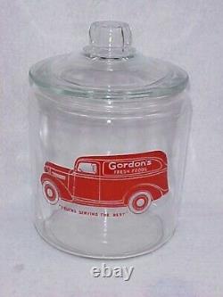 Vintage Gordon's 1 gal. Peanut Jar & Glass lid, Tom's Lance Store Display