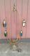 Vintage Gothic Revival Store Display With 4 Pendant Glass Panel Lights Victorian