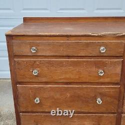 Vintage Hardware Store or General Store Counter with 10 Drawers & Glass Knobs