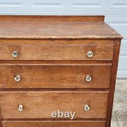 Vintage Hardware Store or General Store Counter with 10 Drawers & Glass Knobs