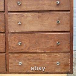 Vintage Hardware Store or General Store Counter with 10 Drawers & Glass Knobs