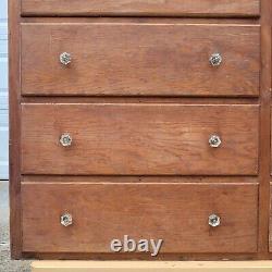 Vintage Hardware Store or General Store Counter with 10 Drawers & Glass Knobs