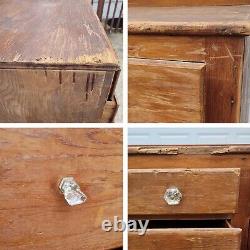 Vintage Hardware Store or General Store Counter with 10 Drawers & Glass Knobs