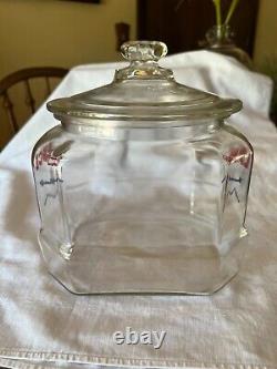 Vintage LANCE Cookie Cracker Jar 8 Sided Glass Store Display w Lid 8.5