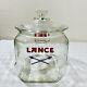 Vintage Lance Cookie Cracker Jar 8 Sided Glass Store Display W Lid 8.5 Tall
