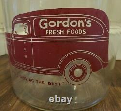 Vintage LARGE ORIGINAL Gordon's Fresh Foods Glass Counter Display Jar AUTOMOBILE