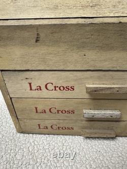 Vintage La Cross Wood Glass Display Case Box Storage Files Scissors Nippers 12