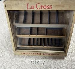 Vintage La Cross Wood Glass Display Case Box Storage Files Scissors Nippers 12