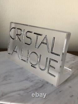 Vintage Lalique Dealer Display Sign Case Name Plaque Glass Heavy Crystal Cristal