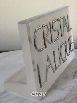 Vintage Lalique Dealer Display Sign Case Name Plaque Glass Heavy Crystal Cristal