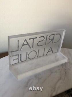 Vintage Lalique Dealer Display Sign Case Name Plaque Glass Heavy Crystal Cristal