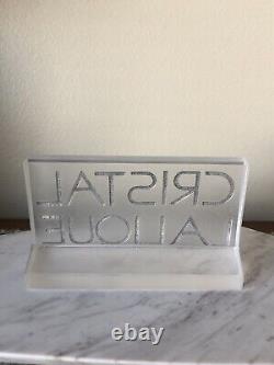 Vintage Lalique Dealer Display Sign Case Name Plaque Glass Heavy Crystal Cristal