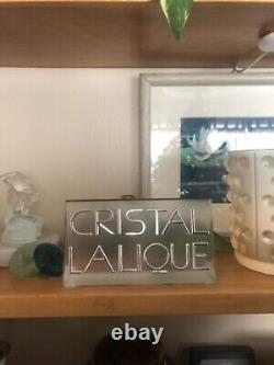 Vintage Lalique Dealer Display Sign Case Name Plaque Glass Heavy Crystal Cristal