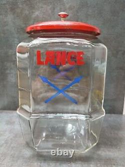 Vintage Lance Advertising Glass Arrow Jar Retail Store Display Large 12 Tall