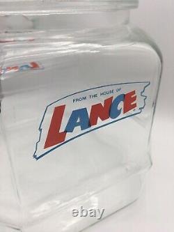 Vintage Lance Cracker Glass Jar 9 withLid General Store Counter Display 8 Sided