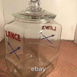 Vintage Lance Cracker Glass Jar Retail Store Display Advertising Logo Large Nice