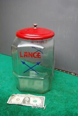 Vintage Lance Crackers / Cookies Glass Hexagon Store Counter Display Jar