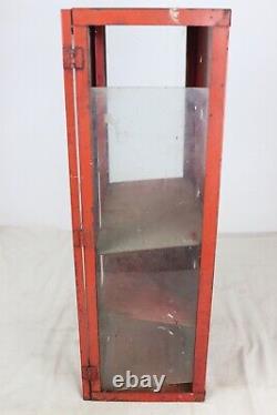 Vintage Lance Crackers Red Metal & Glass Store Display Snack Cabinet 26.5 T