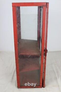 Vintage Lance Crackers Red Metal & Glass Store Display Snack Cabinet 26.5 T