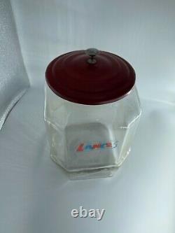 Vintage Lance Glass Cookie Cracker Store Display Jar Metal LID