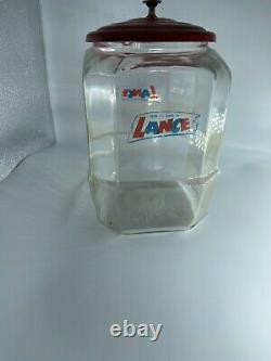 Vintage Lance Glass Cookie Cracker Store Display Jar Metal LID