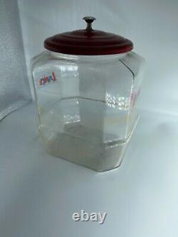 Vintage Lance Glass Cookie Cracker Store Display Jar Metal LID