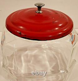 Vintage Lance Glass Cracker Cookie Candy Jar Store Counter Display 6.5 W Top