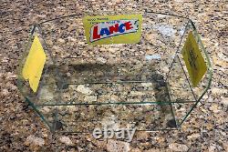 Vintage Lance Glass Display Shelf Rack Cracker Store Original Decals Shelves Jar
