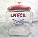 Vintage Lance Glass Peanut Cracker Countertop Advertising Store Jar With Metal Lid