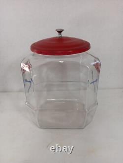Vintage Lance Glass Peanut Cracker Countertop Advertising Store Jar With Metal Lid