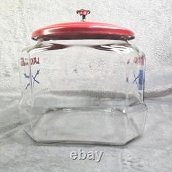 Vintage Lance Glass Peanut Cracker Countertop Advertising Store Jar With Metal Lid