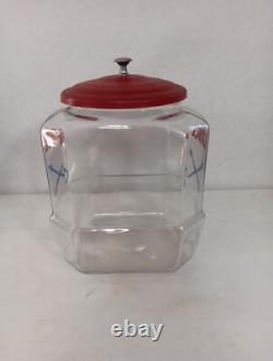 Vintage Lance Glass Peanut Cracker Countertop Advertising Store Jar With Metal Lid