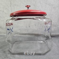 Vintage Lance Glass Peanut Cracker Countertop Advertising Store Jar With Metal Lid