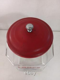 Vintage Lance Glass Peanut Cracker Countertop Advertising Store Jar With Metal Lid