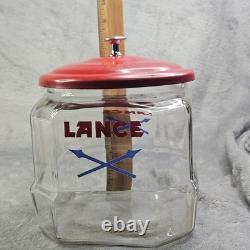 Vintage Lance Glass Peanut Cracker Countertop Advertising Store Jar With Metal Lid