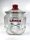 Vintage Lance Jar 8 Sided Glass Store Display Approx. 9 Tall With Glass Tom's Lid