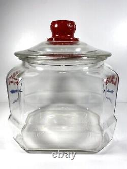 Vintage Lance Jar 8 Sided Glass Store Display Approx. 9 Tall with Glass Tom's Lid