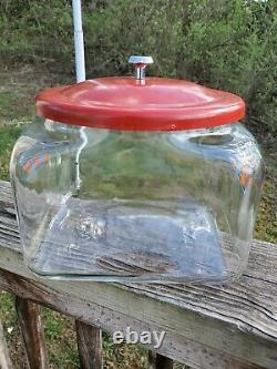 Vintage Lance Squatty Glass Cookie Cracker Jar Store Display