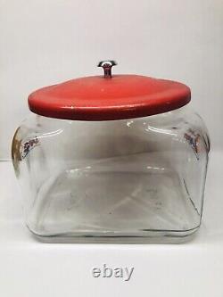 Vintage Lance Squatty Glass Cookie Cracker Jar Store Display